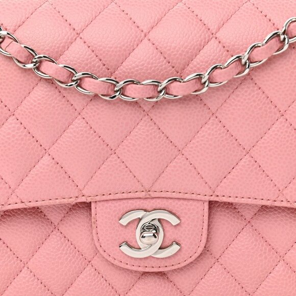 Authentic CHANEL Caviar Quilted Medium Classic Double Flap Bag Pink SHW Purse - Picture 7 of 14